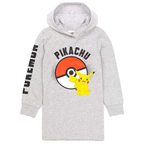 Pokemon Girls Pikachu Hoodie Dress / Gray - Picture 1 of 7